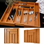 Multifunctional Big Bamboo Expandable Wooden Cutlery Drawer Organizer – 42×50cm