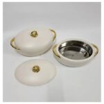 Unique Luxury Casseroles – 3pcs Set Beige & Grey with Gold Touch