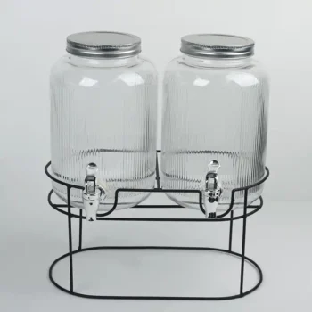 3.8 L 2-Piece Glass Beverage Dispenser with Stand – Large Capacity