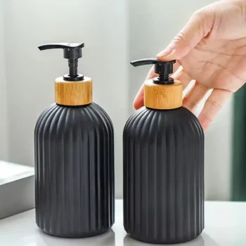 500 ml Ribbed Glass Soap Dispenser – Elegant & Refillable